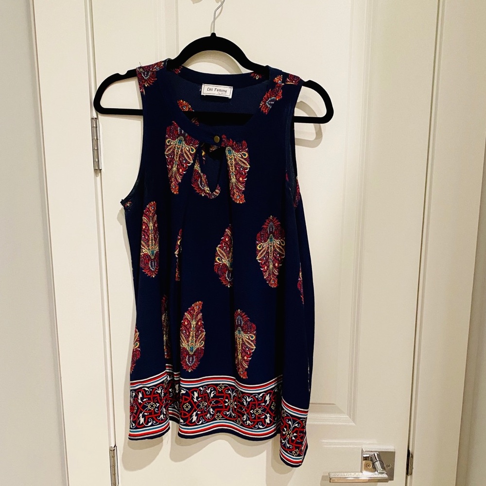 Sleeveless Print Top